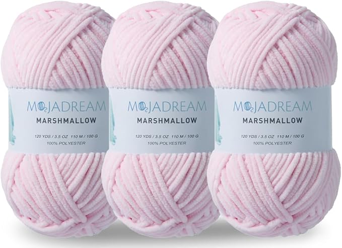 3PCS 3.5oz Chenille Yarn for Blankets Amigurumi: Soft Velvet Baby Yarn Blanket Knitting and Crocheting Bulky 5# Yarn 3 Skeins of 100g (Pink)