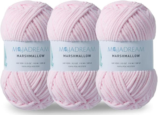 3PCS 3.5oz Chenille Yarn for Blankets Amigurumi: Soft Velvet Baby Yarn Blanket Knitting and Crocheting Bulky 5# Yarn 3 Skeins of 100g (Pink)