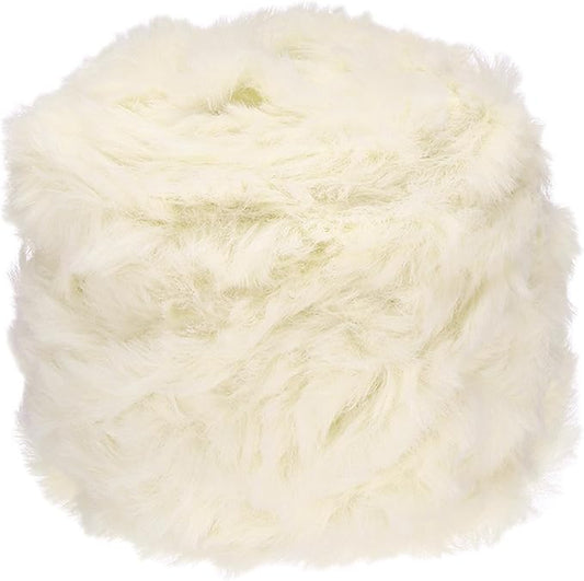 PATIKIL 70yds Faux Fur Yarn, Soft Chunky Polyester Plush Fur Eyelash for Crocheting Knit Blanket Rug Sweater Scarf Hat Bear Craft, Beige