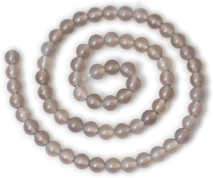 60PCS 6mm Smooth Surface Grey Agate Round Loose Beads Energy Stone for Jewelry Making 1 Strand 15"