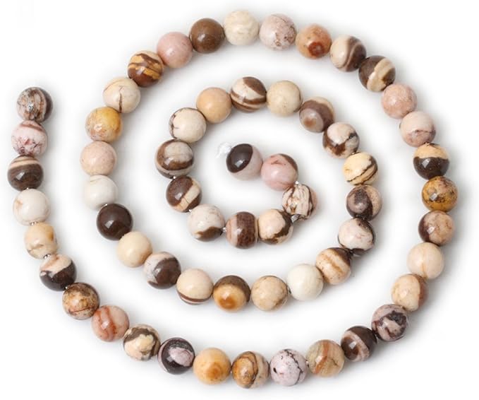 cheavian 60pcs 6mm natural australian zebra gemstone round loose beads crystal energy stone for diy jewelry making 1 strand 15"