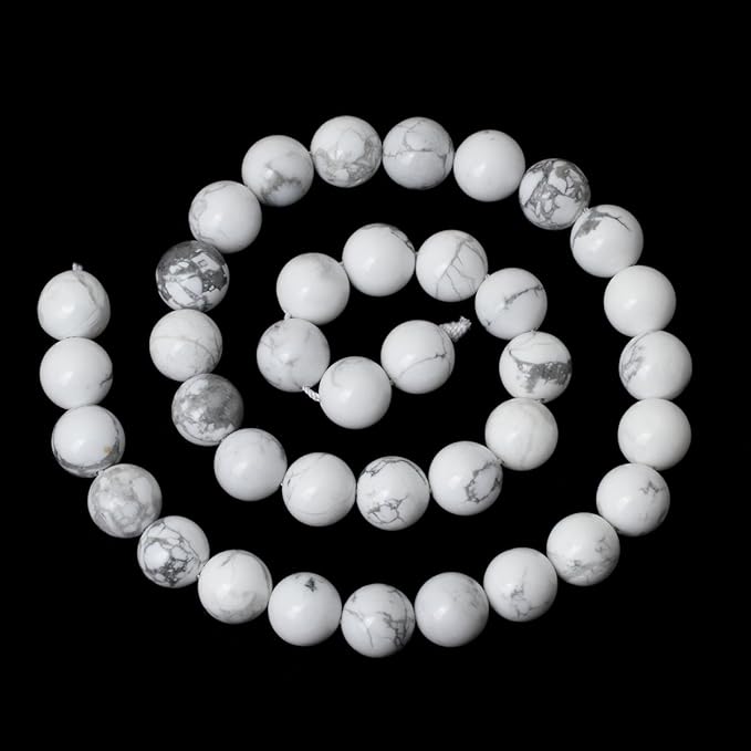 cheavian 10mm 35pcs natural white howlite gemstone round loose stone beads for jewelry making diy crafts design 1 strand 15"