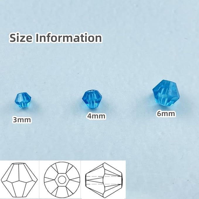 600pcs Bicone Crystal Beads 3mm Crystal Glass Faceted Beads for Necklace Bracelet Earrings DIY Jewelry Crafts Making Supplies(Deep Lake Blue)