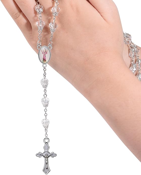 60Pcs/30Set Rosary Making Kits Supplies Religion Cross and Center Medal Charms Alloy Picture Jesus Enamel Pendant for Diy Prayer Necklace Jewelry