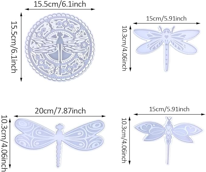 32Pcs Wind Chimes Resin Molds Dragonfly Wind Bell Silicone Molds Kit Dragonfly Wall Hanging Epoxy Casting Molds for Ornament Coaster Home Decorations Crafts (Dragonfly Wind Bell Mold)