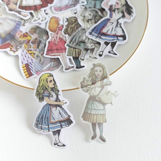 Alideco 80Pcs Vintage Scrapbooking Stickers Packs Kawaii Alice Scrapbook Supplies Funny Aesthetic for Adult Stickers for Girls Journaling Assorted Phone