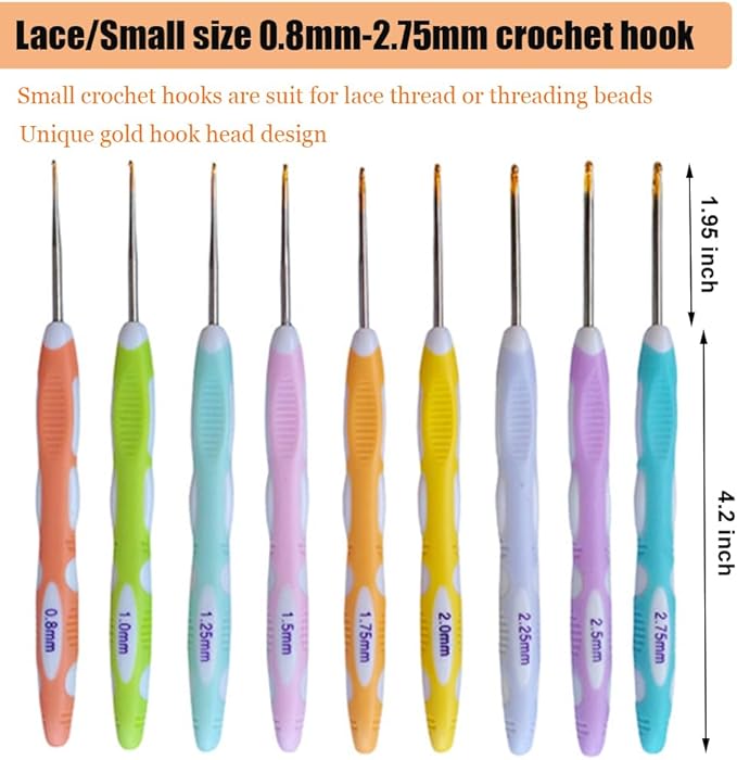 Mdoker 21 Sizes Crochet Hooks Set,Ergonomic Crochet Hook with Case for Arthritic Hands,Complete Crochet Set for Beginners & Crochet Lovers(0.8mm-10mm,Blue)