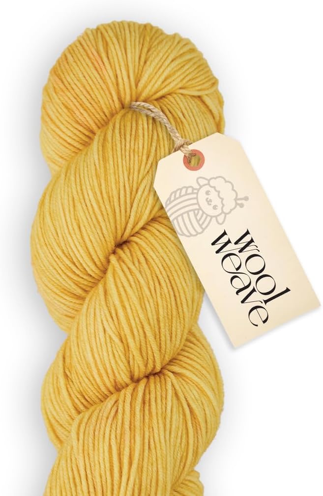 Superwash Merino Wool Yarn for Knitting & Crocheting - Premium Hand Dyed Yellow Yarn, 100gr, 240 Yards, Dk Weight - Luxurious, Soft & Durable