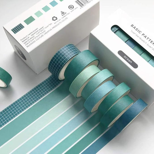 ZDOLAKIDS 8 Rolls Washi Tape Set Basic Green Solid Color Adhesive DIY Label Masking Tapes for Scrapbooking Journaling Planner Letter Envelope Paper Work Art Craft Decoration