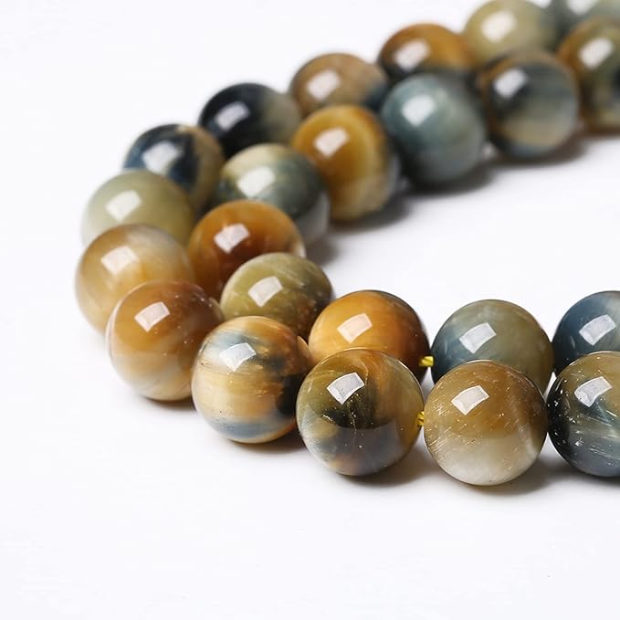 90Pcs 8mm Tiger Eye Beads for Jewelry Making Natural Stone Semi Precious Round Loose Spacer Beads DIY Bracelets Necklace