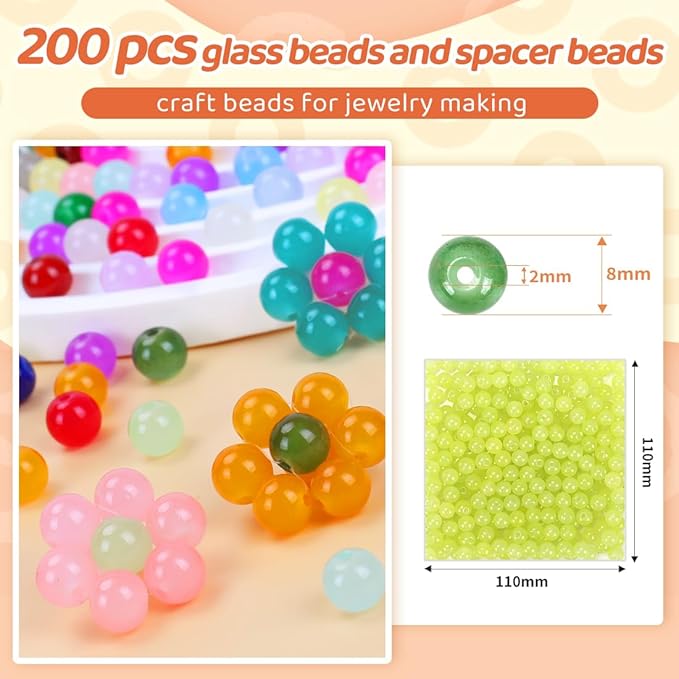 Yellow Glass Beads for Crafts– Bright Color 8mm Crystal Glass Beads for Bracelets, Necklace & DIY Crafts