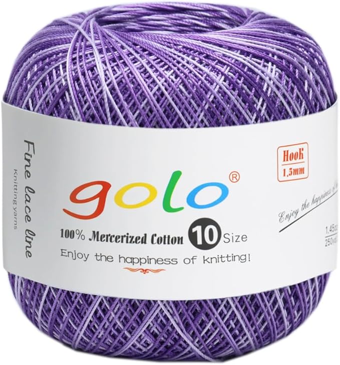 golo Crochet Thread Size10 Yarn for Hand Knitting Lace Thread Purple-D03