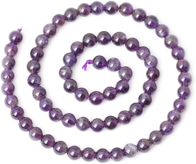 cheavian 60pcs 6mm natural amethyst gemstone round loose beads crystal energy stone healing power for jewelry making 1 strand 15"