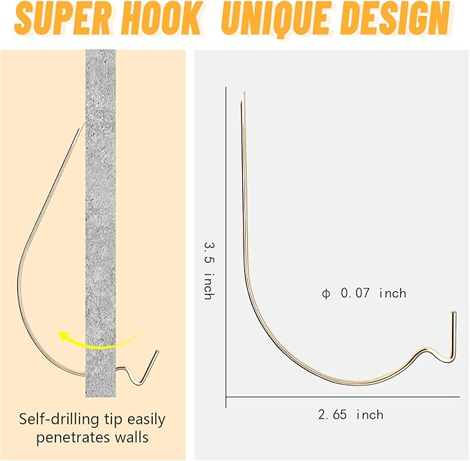 30pcs Aeneous Super Hook Picture Hangers and Office Pack, Drywall Hooks for Hanging Pictures, Wall Hooks, Picture Hangers, Picture Hanging Kit，Hang Art, Clock, Shelves, Mirrors