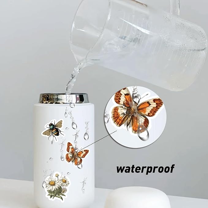 100 Pcs Vintage Insects and Botany Stickers for Journaling, Apothecary Label Sticker with Deep in The Forest Theme Vinyl Stickers for Water Bottle Laptop Computer Skateboard Bumper