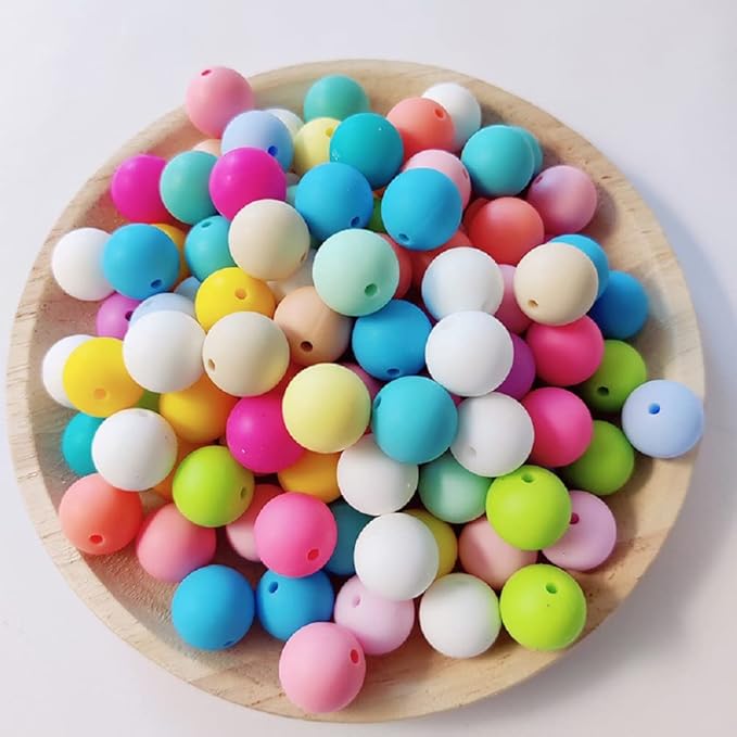 70Pcs 12mm Round Rubber Silicone Bead Bulk Loose Beads Gorgeous Making Kit for Keychain Tassels Necklace Bracelet Jewelry DIY Crafts Making
