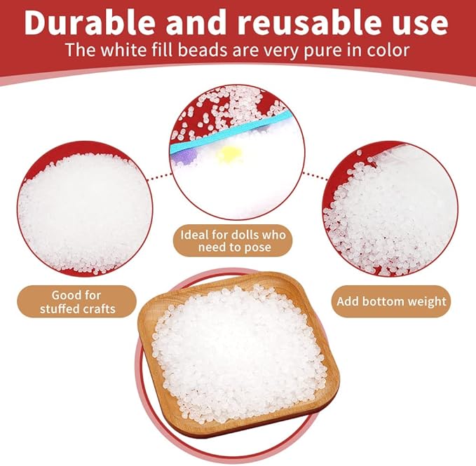 FTEVEN 350g / 12.3oz Stuffing Beads, Premium Plastic Weight Stuffed Beads, Polyethylene Filler Bead, Plastic Transparent Stuffing Bead for Filling Bean Bags, DIY Crafts
