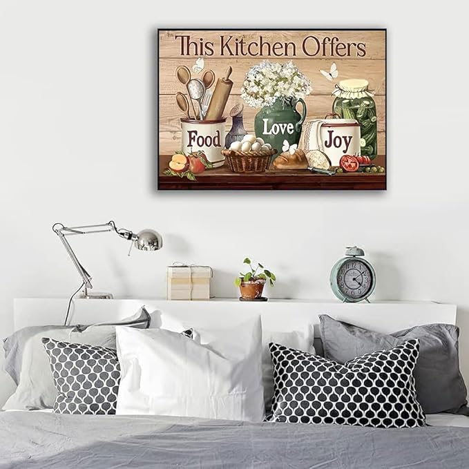 Kitchen Stamped Cross Stitch Kits - Food Counted Cross Stitch Kits for Beginners Adults Needlepoint Cross-Stitch Patterns Dimensions Needlecrafts Embroidery Kits Arts and Crafts