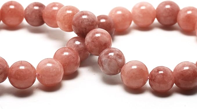 10mm Natural Stone Beads for Jewelry Making - Gemstone Round Loose Beads for Bracelets(35-38pcs, Orange Stone Jade)
