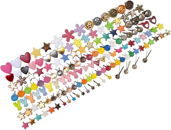 LLY Spring & Summer Craft Brads Set, 445PCS Assorted Shapes, Scrapbooking Fasteners Kit, Card Making& Creative Projects, DIY Paper Crafts Supplies