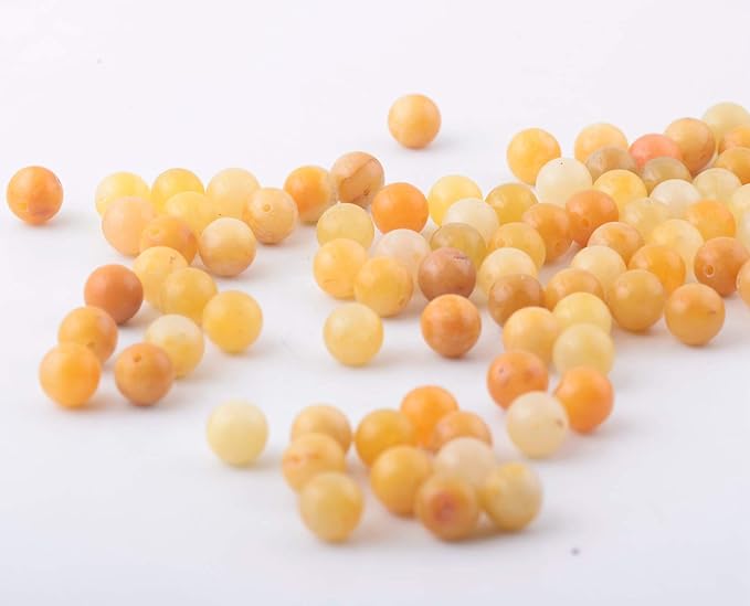 Natural Stone Beads 100pcs 8mm Yellow Aventurine Round Genuine Real Stone Beading Loose Gemstone Hole Size 1mm DIY Smooth Beads for Bracelet Necklace Earrings Jewelry Making (Yellow Aventurine, 8mm)