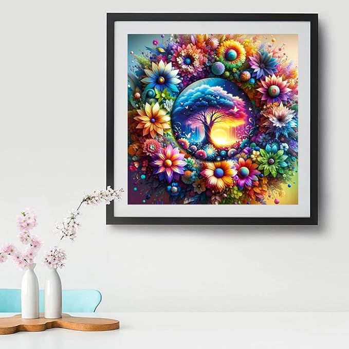 mrpwnle Tree of Life Diamond Painting Kits for Adults - 5D Tree of Life Diamond Art Kits for Beginners, DIY Flowers Diamond Art Painting Crafts, Great for Decor Home Gifts 12X12Inch