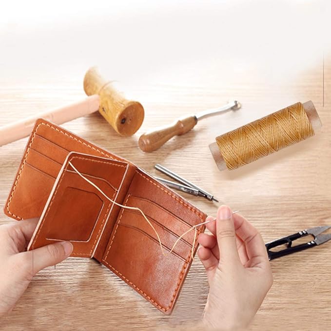 BUTUZE 550Yards Leather Sewing Waxed Thread,150D 55Yards Per Spool Stitching Thread for Craft DIY,Bookbinding,Shoe Repairing,Leather Sewing