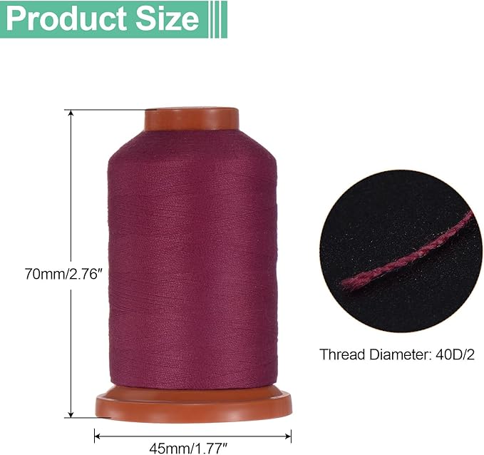 uxcell 40D/2 Sewing Thread 1100 Yards Polyester Household Sewing String Hand Stitching Polyester Cord for Clothing Stitching Shoe Bag Repairing DIY Craft Rosewood Color