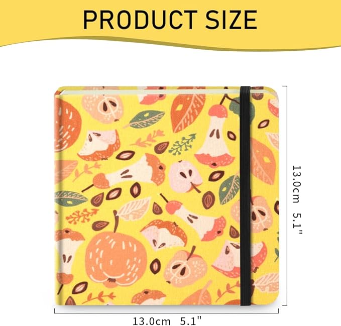 Mifuner Small Square 5x5 80gsm Mini Notebooks Blank Pages Sketchbooks Travel Journal Pocket Hardcover Paint Writing Notebook Blank Diary Memo Planner Sketchbook Fabric Cover, Fruit