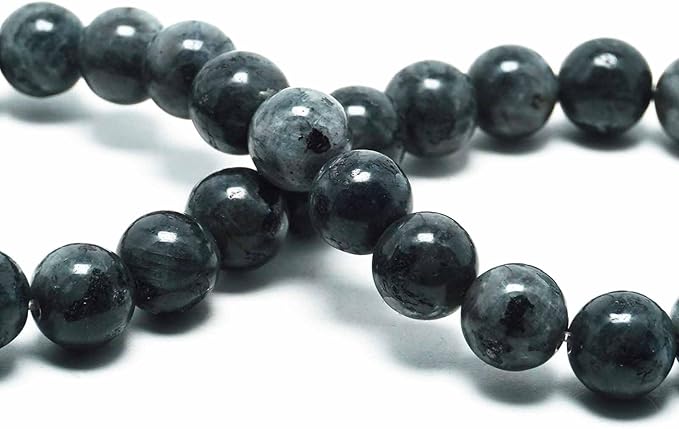 8mm Natural Stone Beads for Jewelry Making - Gemstone Round Loose Beads for Bracelets(45-48pcs, Black Labradorite)