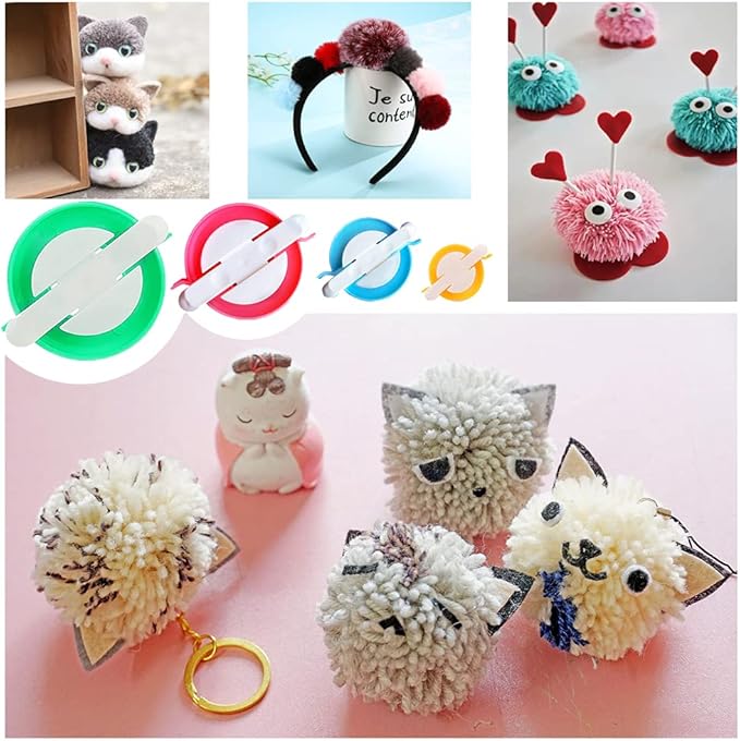 Pom Pom Maker,30pcs Pom Pom Makers kit Includes 8 PCS Pom Pom Maker+2pcs Scissors+10pcs Plastic Needles+10pcs kntting Stitch Markers for DIY Wool Yarn Knitting Craft Project for Everyone (30)
