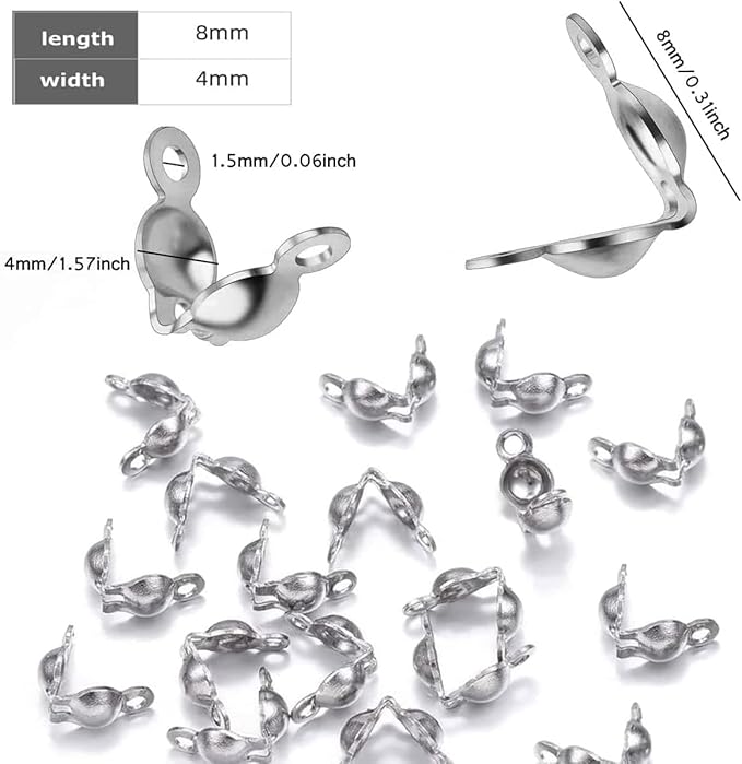 800 Pcs Jewelry Making Accessories Set with 100 Pieces Lobster Claw Clasp 200 Pieces Bead Tips Knot Covers and 500 Pieces Open Jump Ring Connectors DIY Jewelry Making Supplies Bracelets (Platinum)