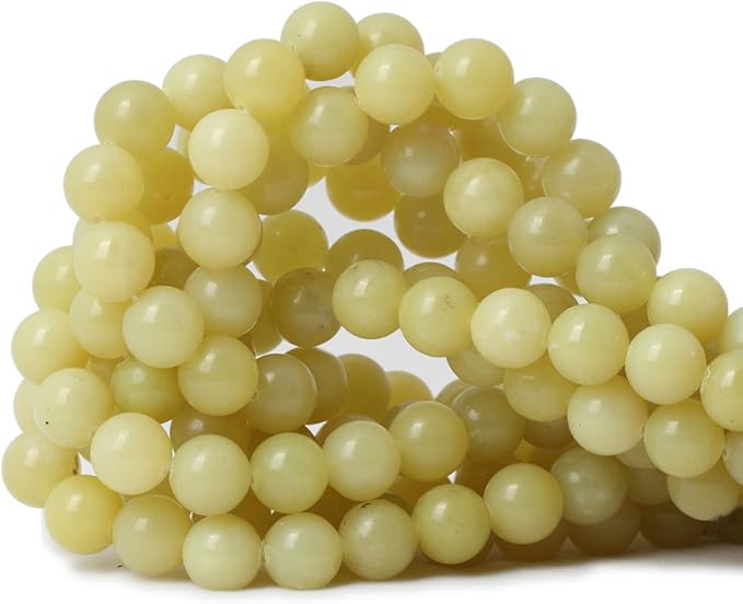 cheavian 35pcs 10mm natural yellow lemon jade gemstone round loose beads for jewelry making diy findings 1 strand 15"
