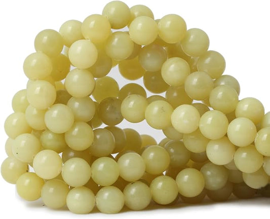 cheavian 35pcs 10mm natural yellow lemon jade gemstone round loose beads for jewelry making diy findings 1 strand 15"