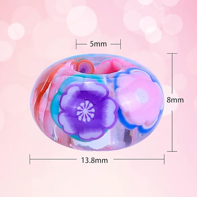 AIPRIDY Girls' Lucky Lover Amber Beads, Big Hole Spacer European Craft Beads for DIY Charms Bracelet Jewelry Making (Mixed)