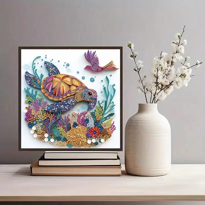 ZQEATRY Sea Turtle Diamond Painting Kits for Adults,5D Special Shape Diamond Art Kits for Adults Beginners,DIY Crystal Rhinestones Diamond Dots with Gem Art Kits,Home Wall Decor 12 X 12 inch