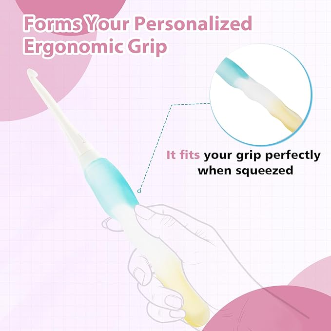 Crochet Hooks Set - Gel-Infused Jelly Touch Ergonomic Handle, 10 Sizes Interchangeable, All-in-One Kit with Organized Case for Beginners & Crafters