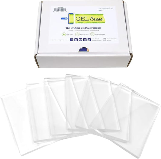 gel press monoprinting print plates – 5” x 7” gel plate class pack value pack - printmaking supplies - reusable gel printing plates for press art for card making, scrapbooking, arts and crafts 6-pack