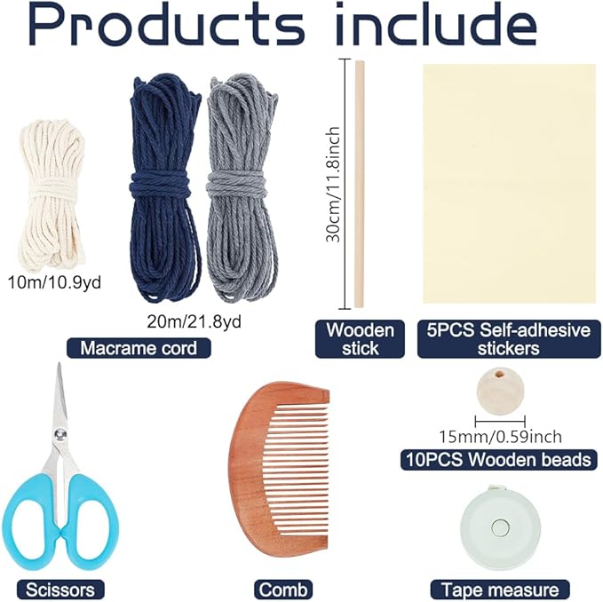 FREEBLOSS Macrame Leaf Wall Hanging Kit - Boho Wall Decor DIY Macrame Tapestry for Beginners