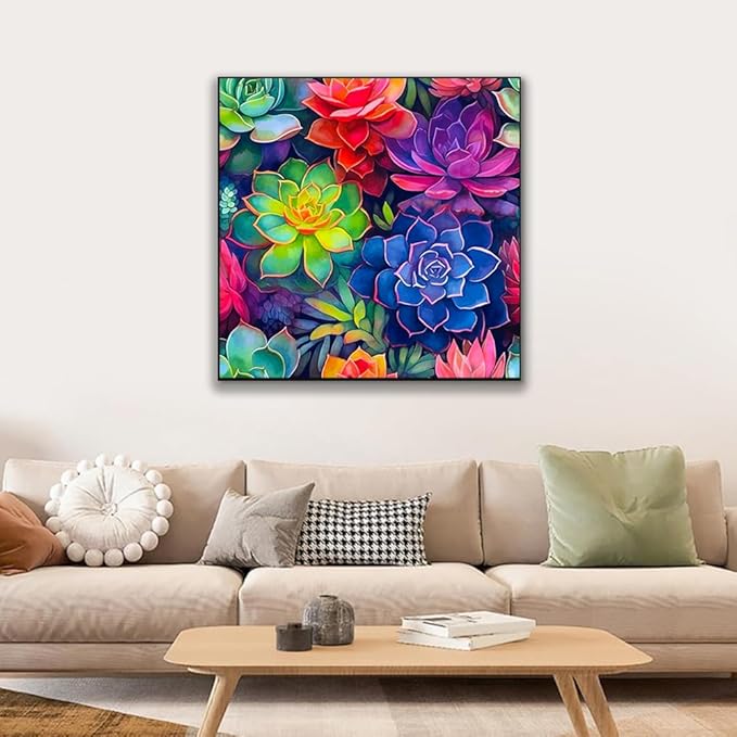 JUJUHOOD Succulent Plant Framed Paint by Numbers Kit for Adults Beginner & Kids Ages 8-12,Easy Paint by Number Without Easel, Acylic Paint by Numbers for Gift Home Wall Decor (10x10Inch)