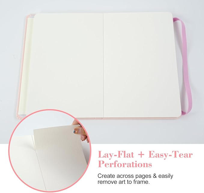 CuppaClip Watercolor Journal 300GSM Fine Grain Art Supplies for Adults Kids Watercolor Pad Wet Media Painting Wood Pulp Paper (Pink, 3.3x3.3in)