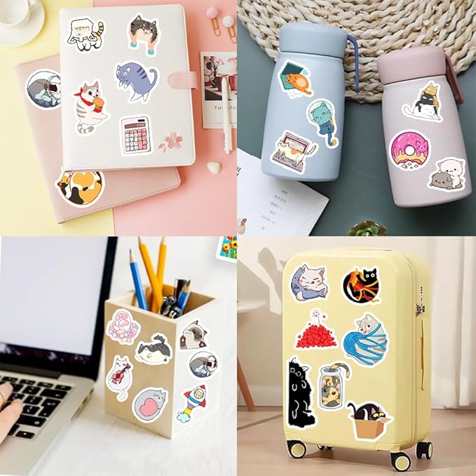 50Pcs Waterproof Vintage Stickers,Scrapbooking Supplies Kit,Aesthetic Decorative Craft Sticker for Planner, Bullet Journaling, Junk Journal, Water Bottles, Laptop, Retro Craft.Weird Cat