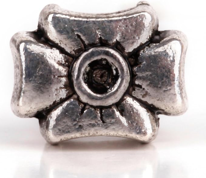 RUBYCA 50pcs Tibetan Silver Tone Spacer Beads Fit European Charms Bracelet Big Flower Design