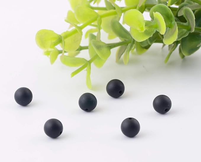 Natural Stone Beads 100pcs 10mm Matte Black Onyx Agate Dull Polish Round Real Stone Beading Loose Gemstone DIY Smooth Beads for Bracelet Necklace Earrings Jewelry Making (Matte Black Onyx, 10mm)