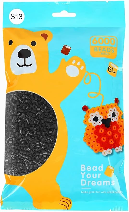 ARTKAL Fuse Beads 6000 Melty Beads Compatible 5 mm Perler and Hama Bead, Black, S13