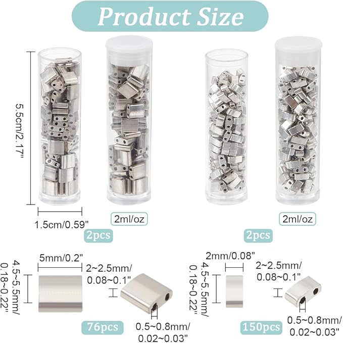 NBEADS About 226Pcs 2 Sizes 2-Hole Beads,2-Holes Glass Seed Bead Beads Opaque Mini Japanese for Bracelets Necklaces Earrings Jewelry Making,226Pcs 2 Sizes-Silver Plated