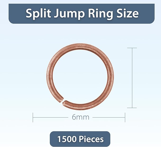 Mandala Crafts Assorted Antique Copper Color Jump Rings Jewelry Findings Metal O Rings for Jewelry Making Supplies - 1500 6mm Small Open Jump Rings Kit for Necklace Earring