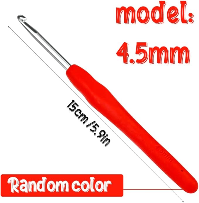 Crochet Hook, 4.5 mm Ergonomic Crochet Hook, Crochet Needles for Arthritic Hands, Knitting Needles with Soft Handle Beginners and Experienced Hobbyists (4.5 mm)