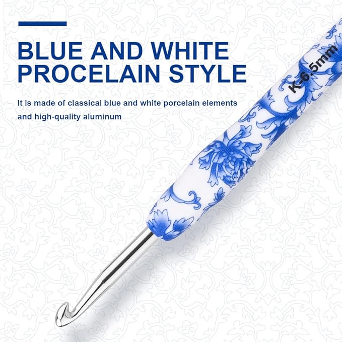 BCMRUN 6.5 mm(K) Large Crochet Hook, Ergonomic Grip Soft Handles Crochet Hook for Arthritic Hands, Extra Long  Knitting Needles for Beginners and Crocheting Yarn (6.5mm-K)