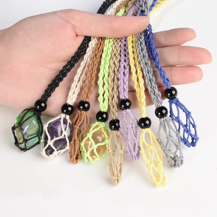 24pcs Adjustable Empty Necklace Holder Crystal Stone Necklace Pendant Necklace Cord Hand Woven Necklace Ropes for Jewelry Making